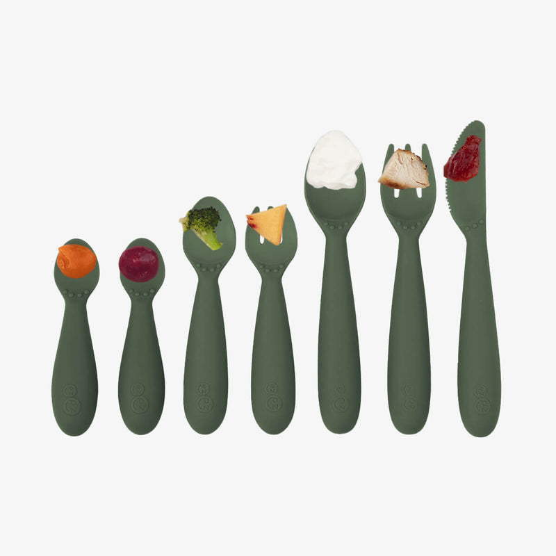 Olive Developmental Utensil Set – Smart Baby Self-Feeding Tools by ezpz