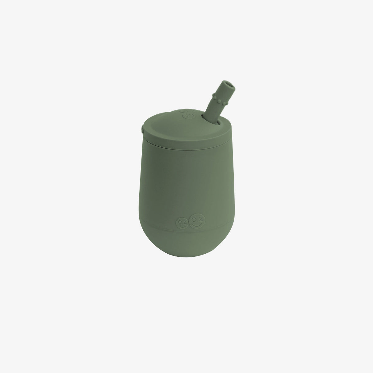 The Mini Cup + Straw in Olive by ezpz / Silicone Drinking Cup and Straw Training System for Toddlers #color_olive