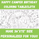 One Happy Camper Birthday Coloring Tablecloth – Jumbo Camping Party Activity Cover