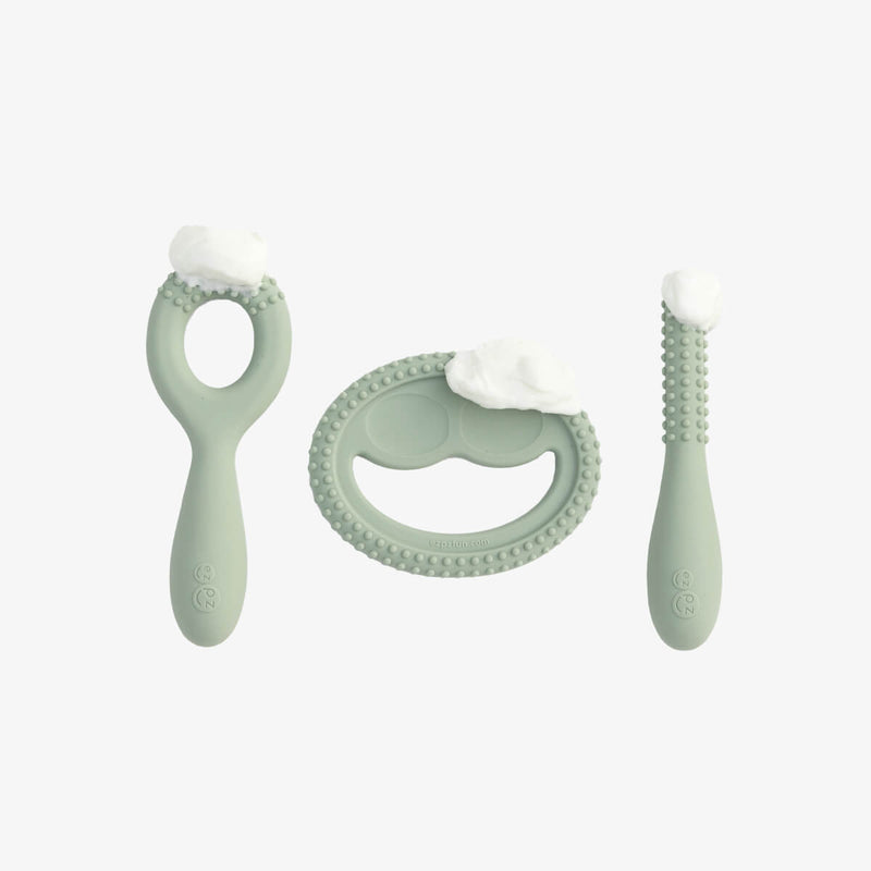 ezpz oral development tools in sage green / silicone teethers for motor skill development #color_sage / Oral Development Tools – Build Strong Bites & Bright Smiles by ezpz
