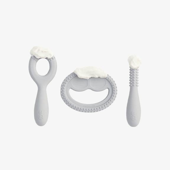 ezpz oral development tools in pewter light gray / silicone teethers for motor skill development #color_pewter / Oral Development Tools – Build Strong Bites & Bright Smiles by ezpz