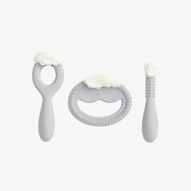 ezpz oral development tools in pewter light gray / silicone teethers for motor skill development #color_pewter / Oral Development Tools – Build Strong Bites & Bright Smiles by ezpz