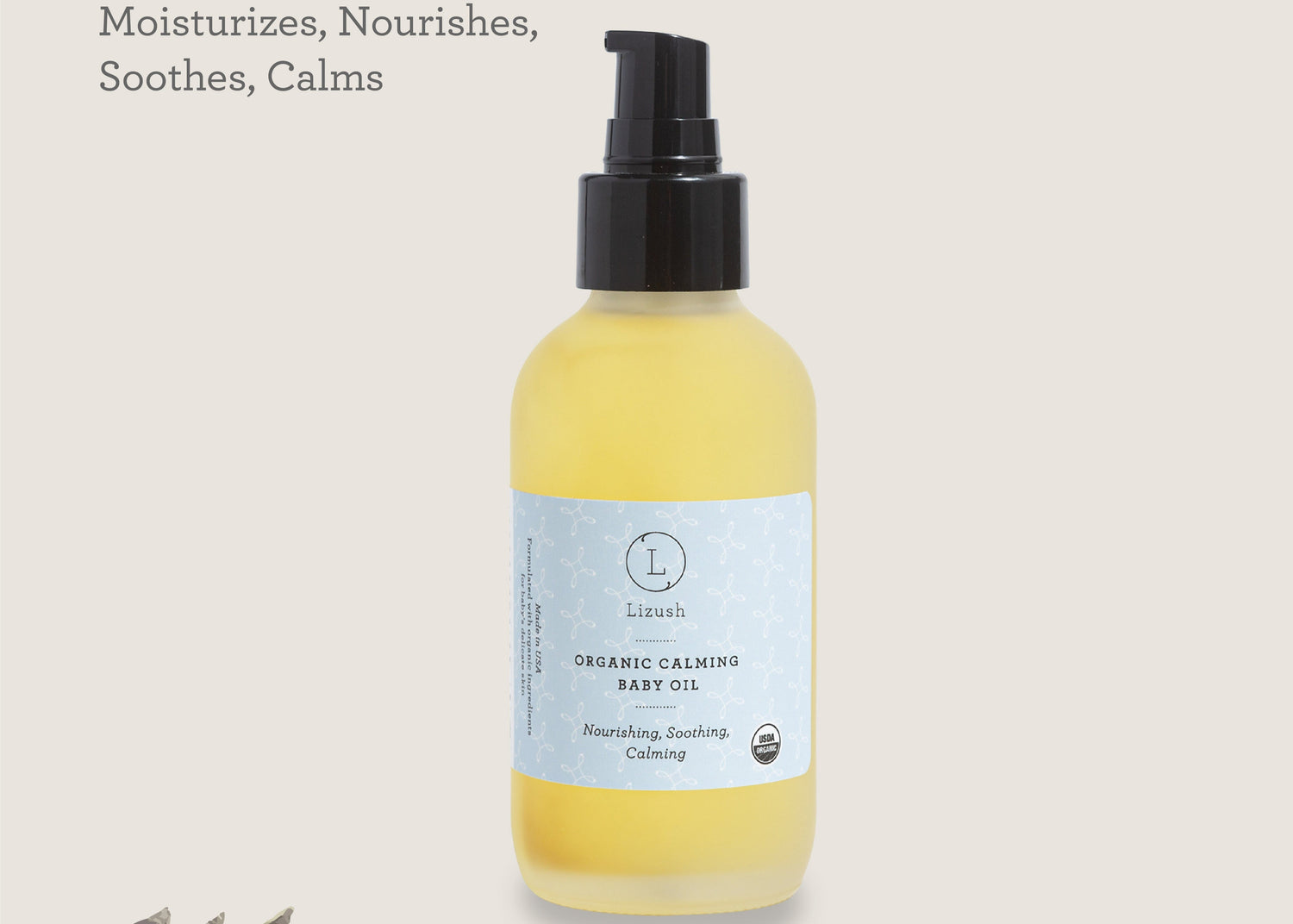 Organic Calming Baby Oil – Lavender & Chamomile by Lizush