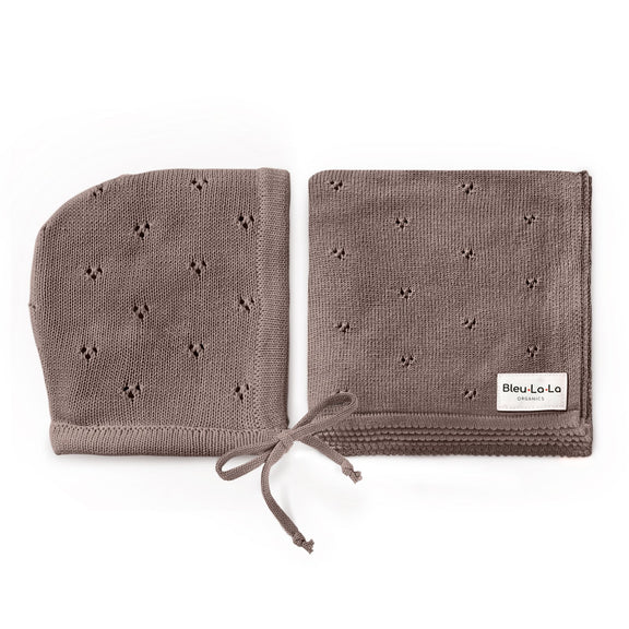 Organic Pointelle Baby Blanket + Hat Set – Soft & Breathable by Bleu La La