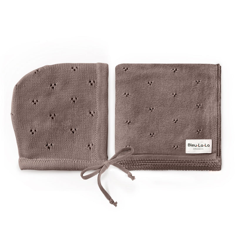 Organic Pointelle Baby Blanket + Hat Set – Soft & Breathable by Bleu La La