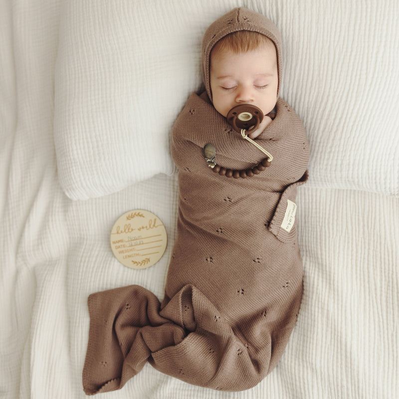 Organic Pointelle Baby Blanket + Hat Set – Soft & Breathable by Bleu La La