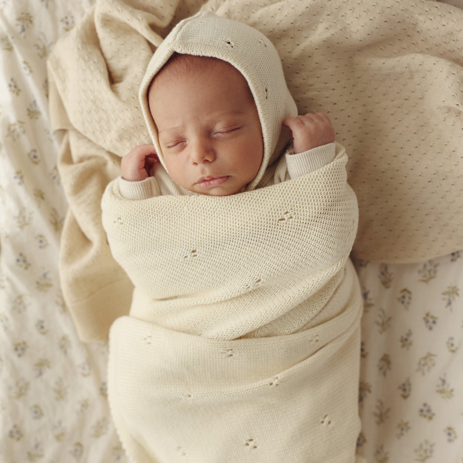 Organic Pointelle Baby Blanket + Hat Set – Soft & Breathable by Bleu La La