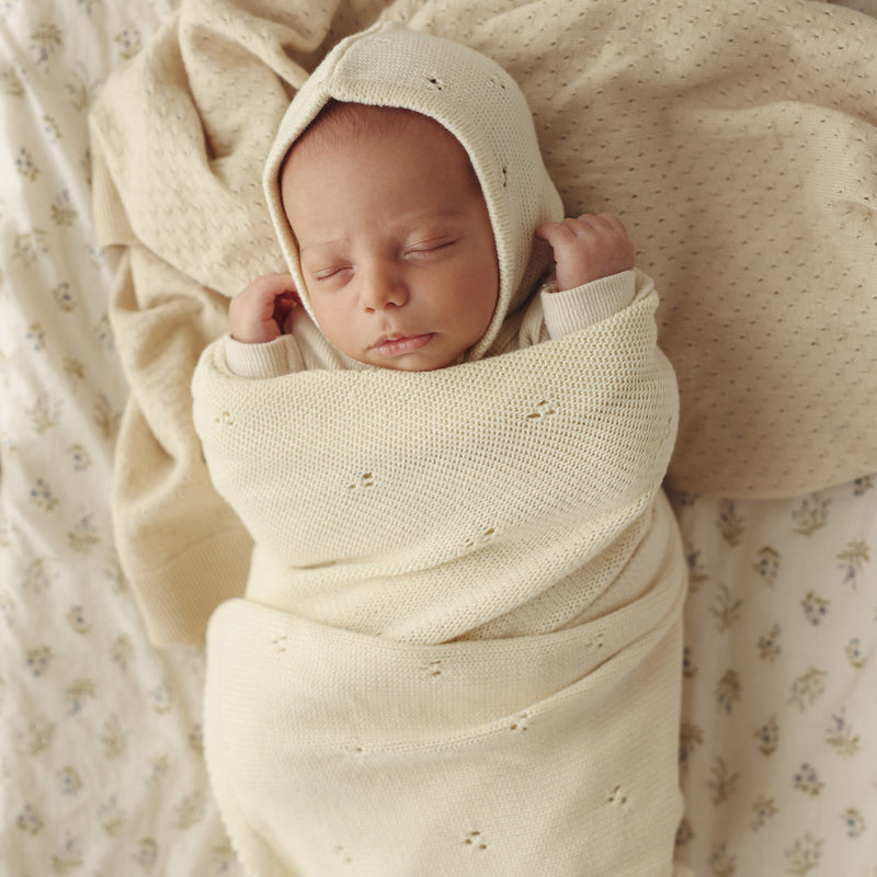 Organic Pointelle Baby Blanket + Hat Set – Soft & Breathable by Bleu La La
