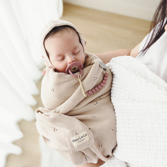 Organic Pointelle Baby Blanket + Hat Set – Soft & Breathable by Bleu La La
