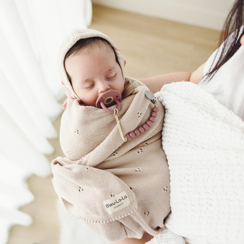 Organic Pointelle Baby Blanket + Hat Set – Soft & Breathable by Bleu La La