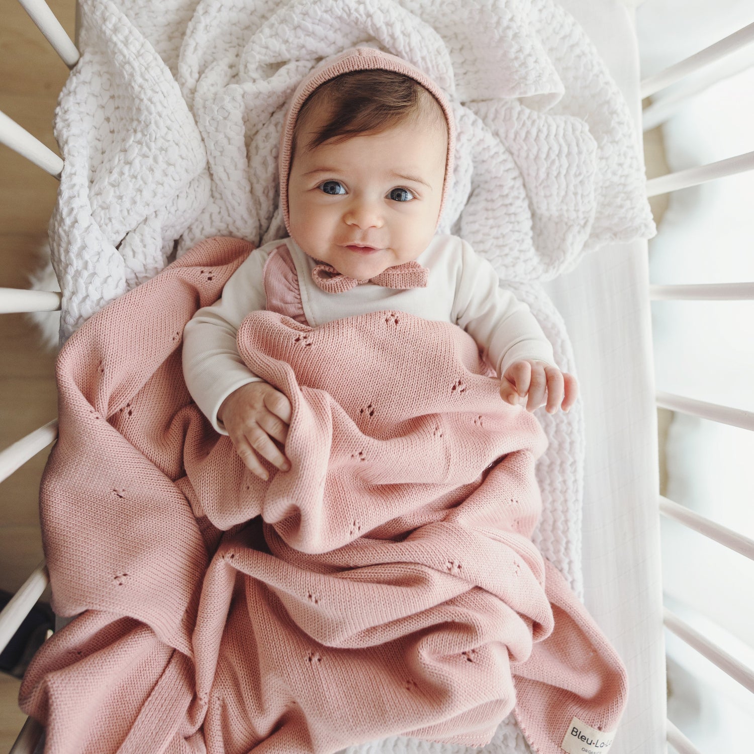 Organic Pointelle Knit Swaddle Blanket for Babies – by Bleu La La