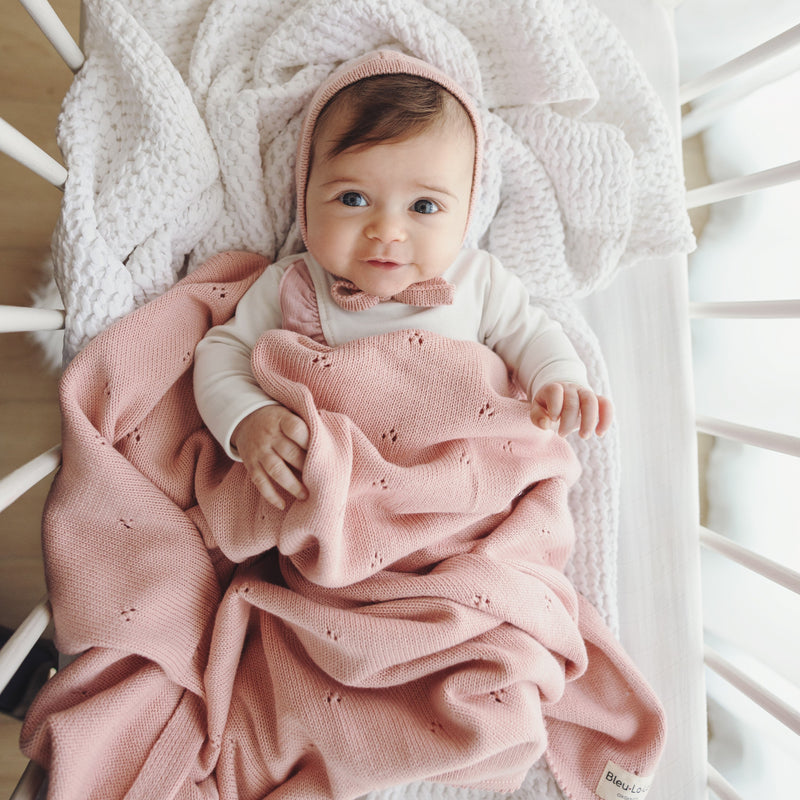 Organic Pointelle Knit Swaddle Blanket for Babies – by Bleu La La