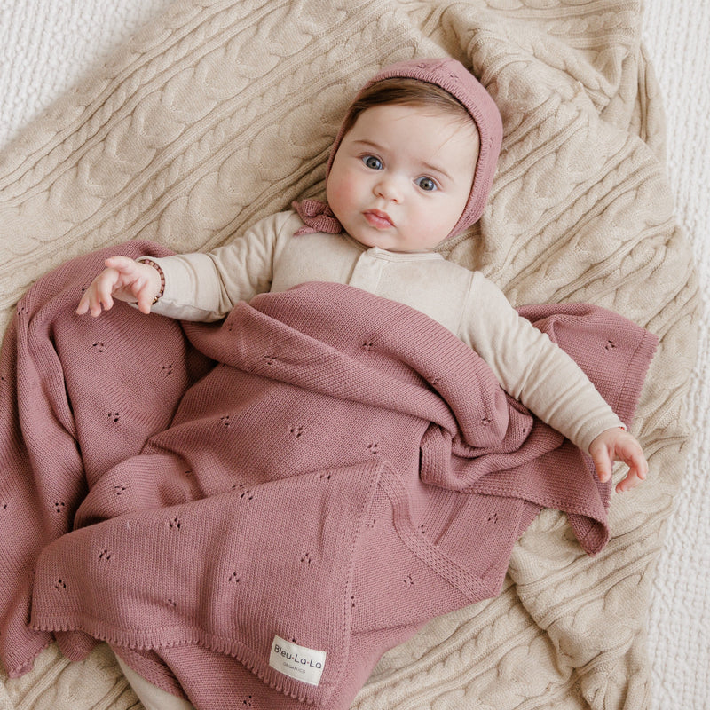 Organic Pointelle Knit Swaddle Blanket for Babies – by Bleu La La