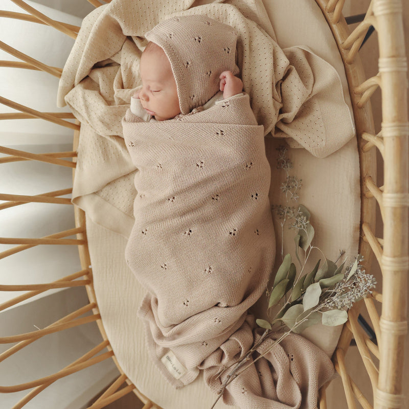 Organic Pointelle Knit Swaddle Blanket for Babies – by Bleu La La