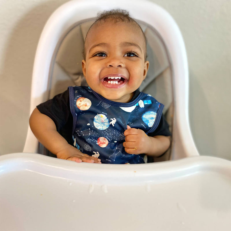 BapronBaby® Bapron in Outer Space / Bib + Apron That Safely Ties Around  the Body / Ruffle BapronBaby® Bapron – Bib-Apron Hybrid for Mess-Free Mealtimes by ezpz