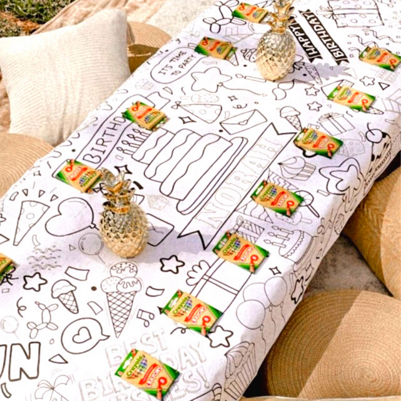 Happy Birthday Coloring Tablecloth – Party Activity for Kids