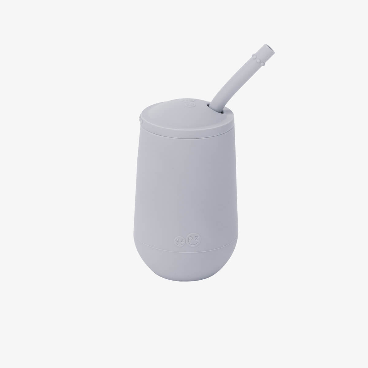 Happy Cup and Straw in Pewter / Silicone Cup with Lid and Straw for Toddlers by ezpz #color_pewter / Happy Cup + Straw System for Toddlers – Sip Smart, Grow Strong by ezpz