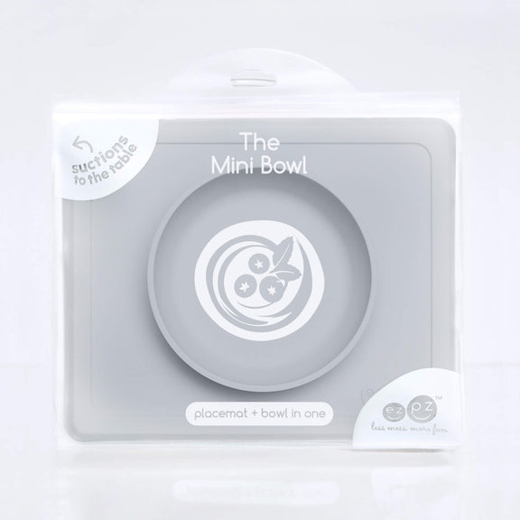 Mini Bowl in Pewter by ezpz / The Original All-In-One Silicone Plates & Placemats that Stick to the Table #color_pewter