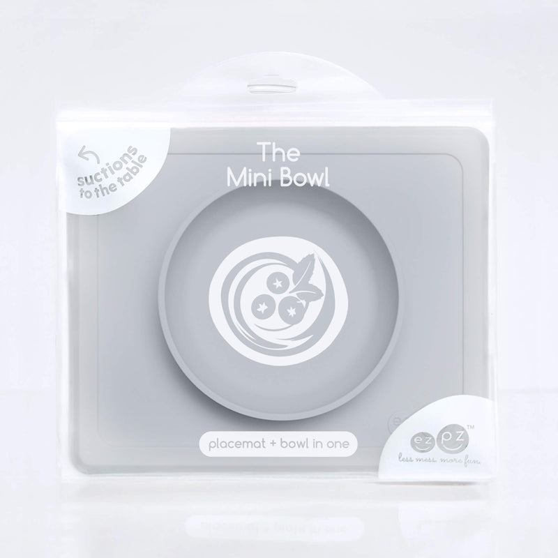Mini Bowl in Pewter by ezpz / The Original All-In-One Silicone Plates & Placemats that Stick to the Table #color_pewter