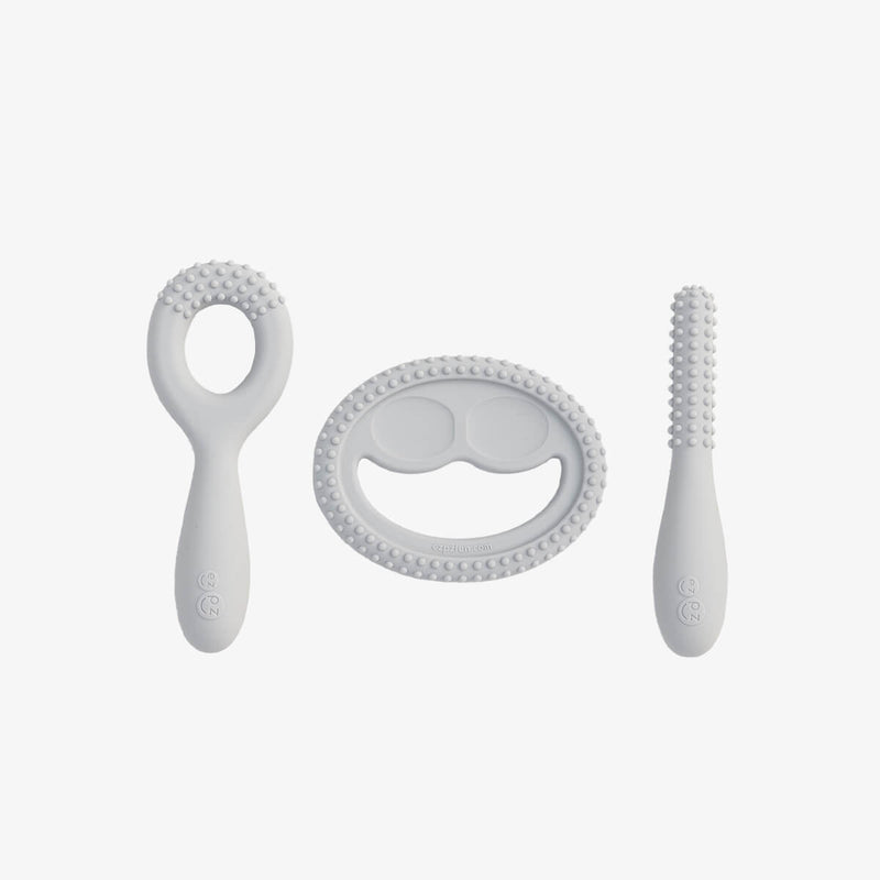 ezpz oral development tools in pewter light gray / silicone teethers for motor skill development #color_pewter / Oral Development Tools – Build Strong Bites & Bright Smiles by ezpz