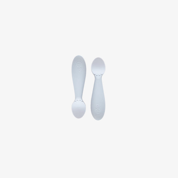 The Tiny Spoon in Pewter by ezpz / Small, Sensory Silicone Spoon for Babies #color_pewter / Pewter Sage Baby-Led™ Tiny Spoons – First Feeding Spoons for Independent Littles