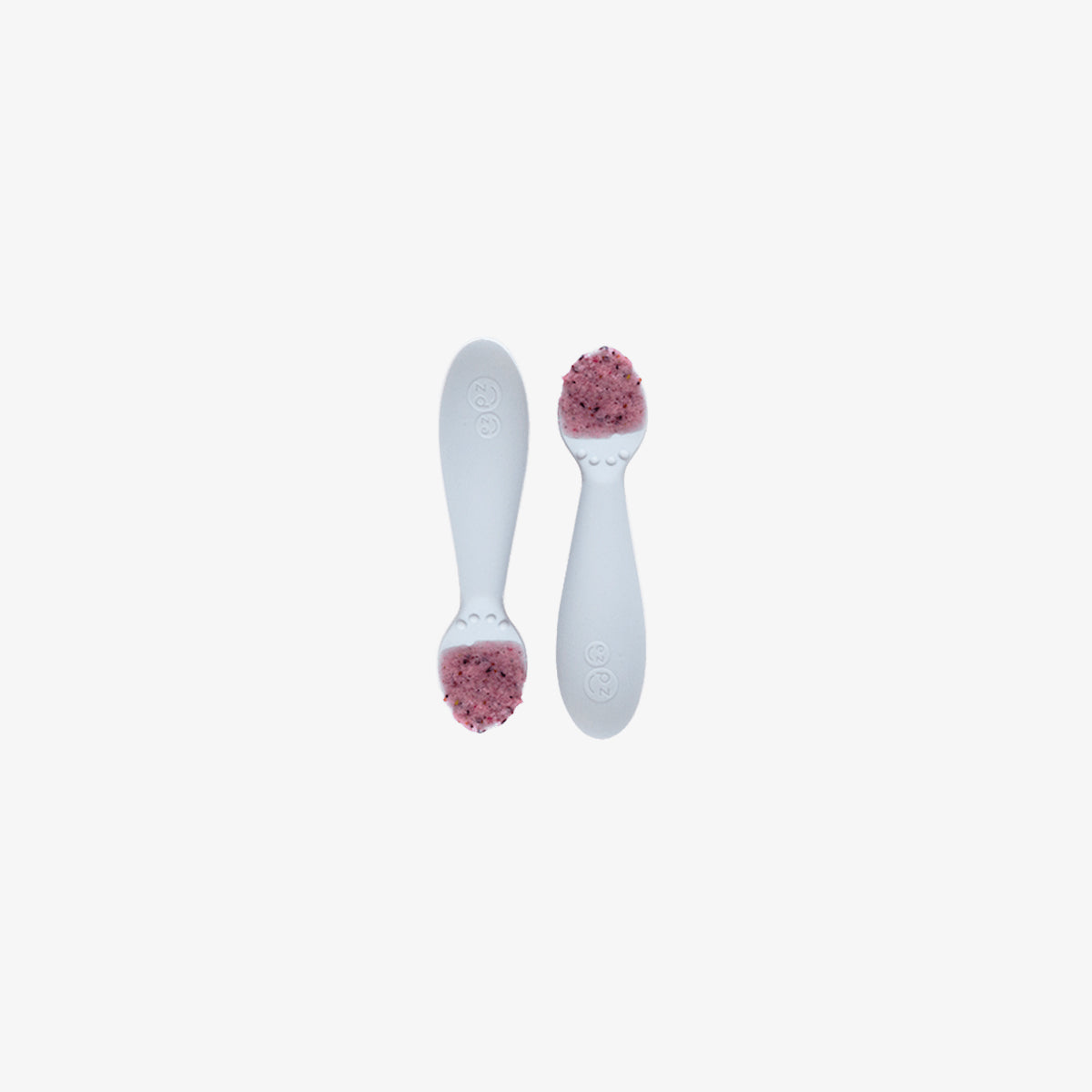 The Tiny Spoon in Pewter by ezpz / Small, Sensory Silicone Spoon for Babies #color_pewter / Pewter Sage Baby-Led™ Tiny Spoons – First Feeding Spoons for Independent Littles