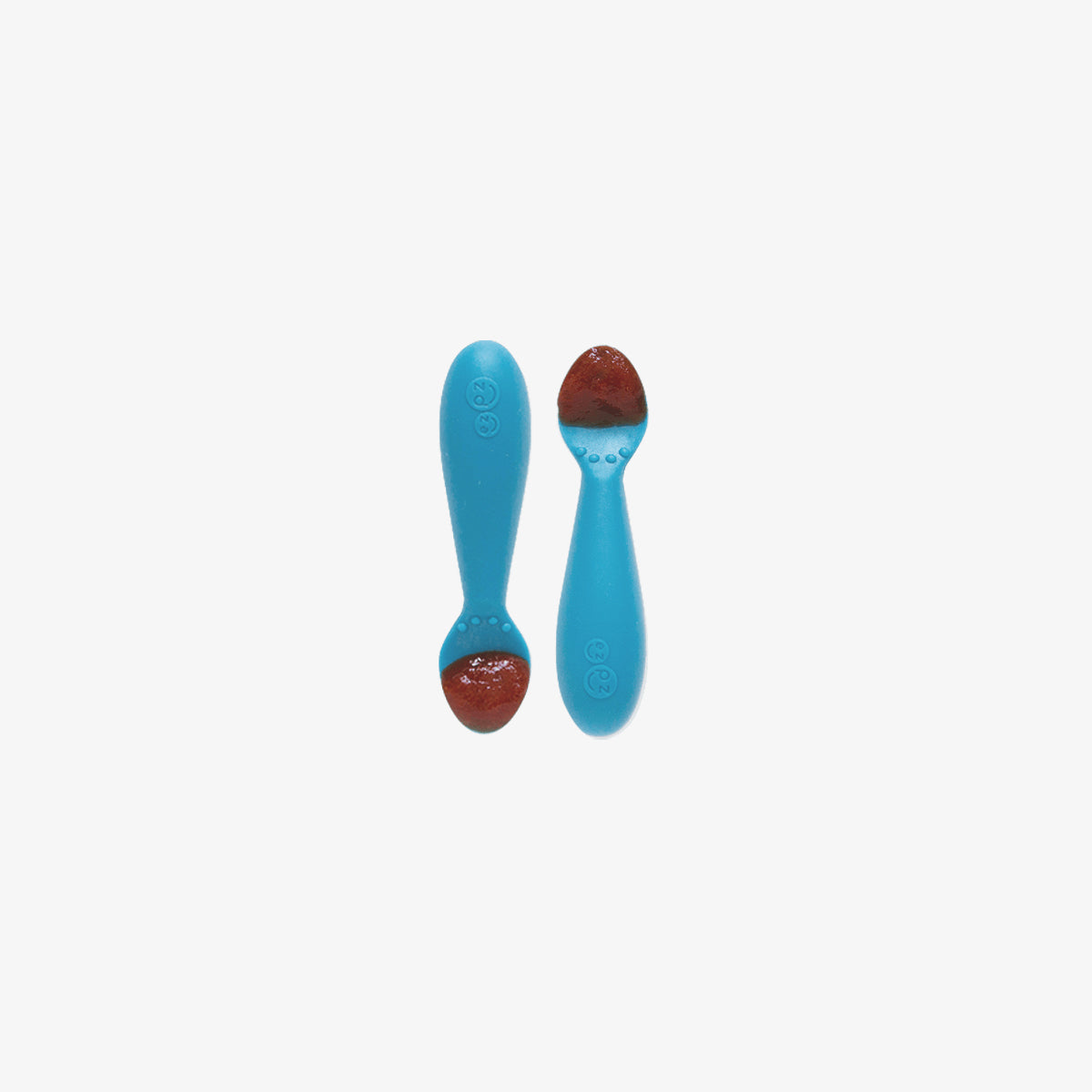 The Tiny Spoon in Blue by ezpz / Small, Sensory Silicone Spoon for Babies #color_blue / Pewter Sage Baby-Led™ Tiny Spoons – First Feeding Spoons for Independent Littles