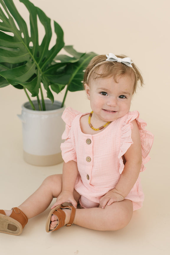 Pink Linen Baby Romper – Breezy Summer Style by Babe Basics
