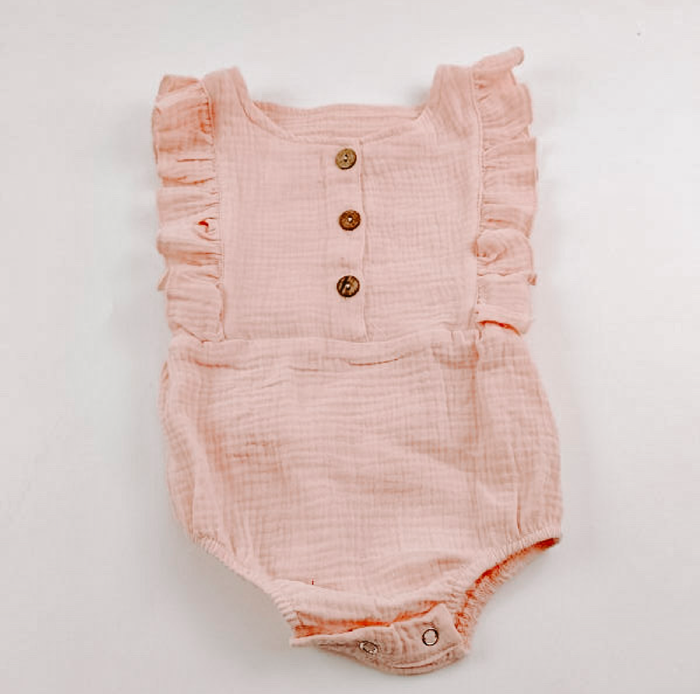 Pink Linen Baby Romper – Breezy Summer Style by Babe Basics