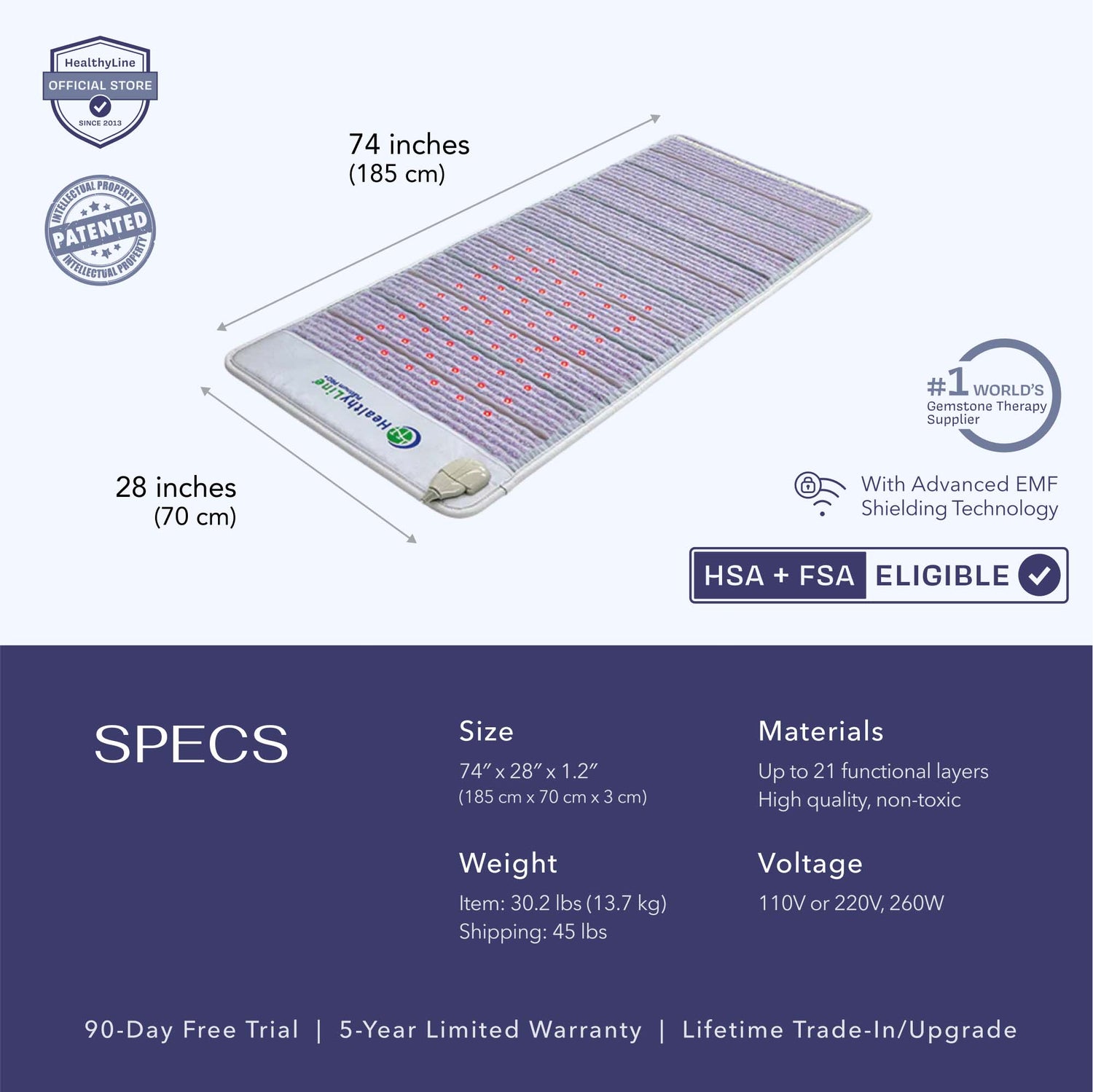 The Platinum Series PEMF Infrared Heating Mat combining Hot Stone Therapy