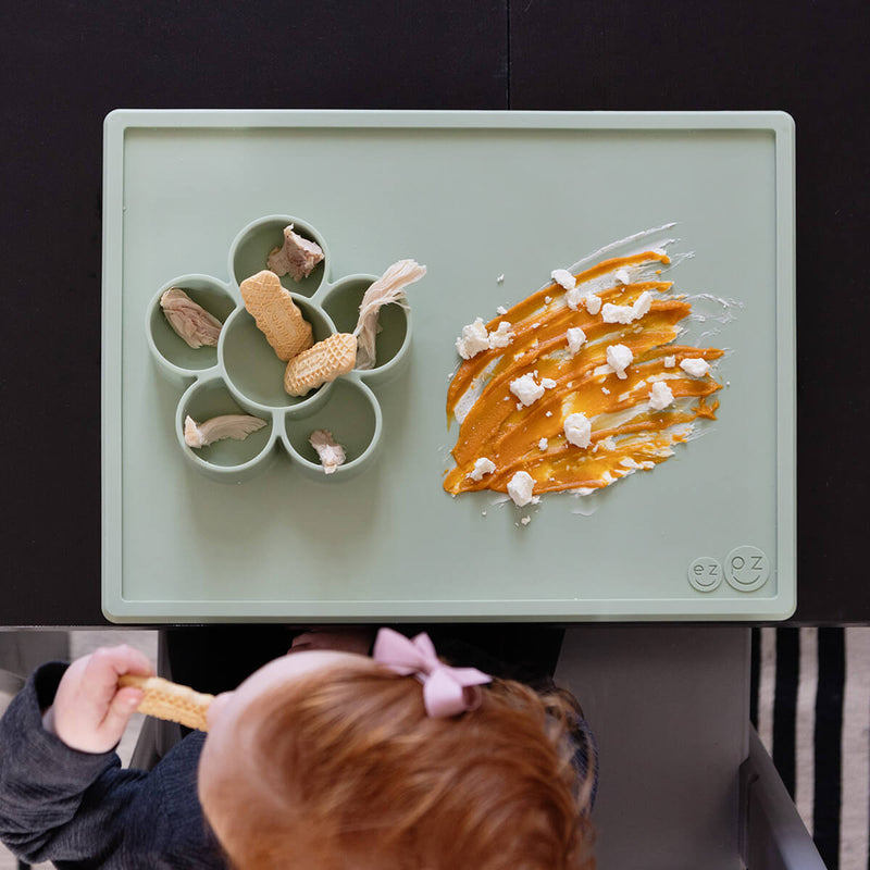 The Play Mat in Sage by ezpz / Large Silicone Craft Plate that Suctions to the Table #color_sage