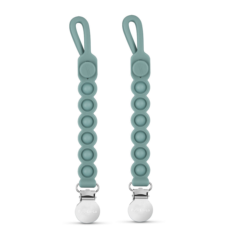 Pop Pacifier Clips – 2-Pack Sensory Teether by Bleu La La