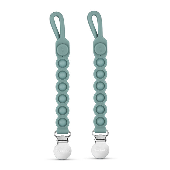 Pop Pacifier Clips – 2-Pack Sensory Teether by Bleu La La