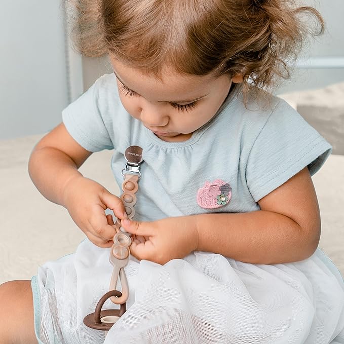 Pop Pacifier Clips – 2-Pack Sensory Teether by Bleu La La