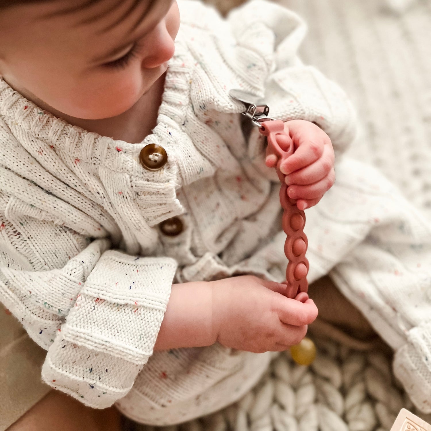 Pop Pacifier Clips – 2-Pack Sensory Teether by Bleu La La