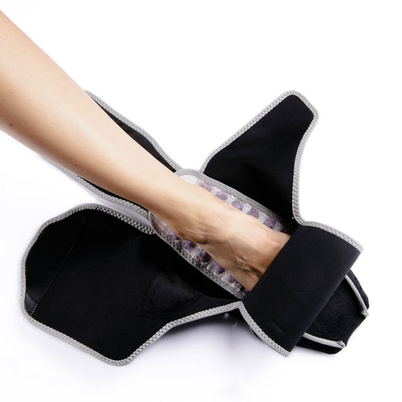 Portable foot heated gemstone pad with natural stones for relaxation and pain relief