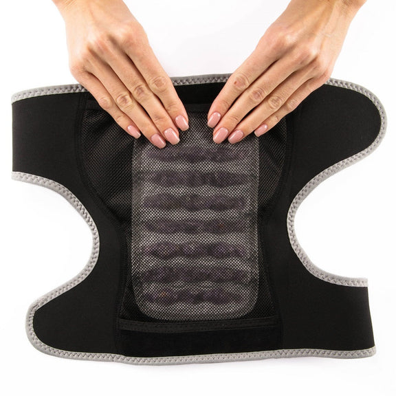 Demonstration of how to use the heated knee wrap
