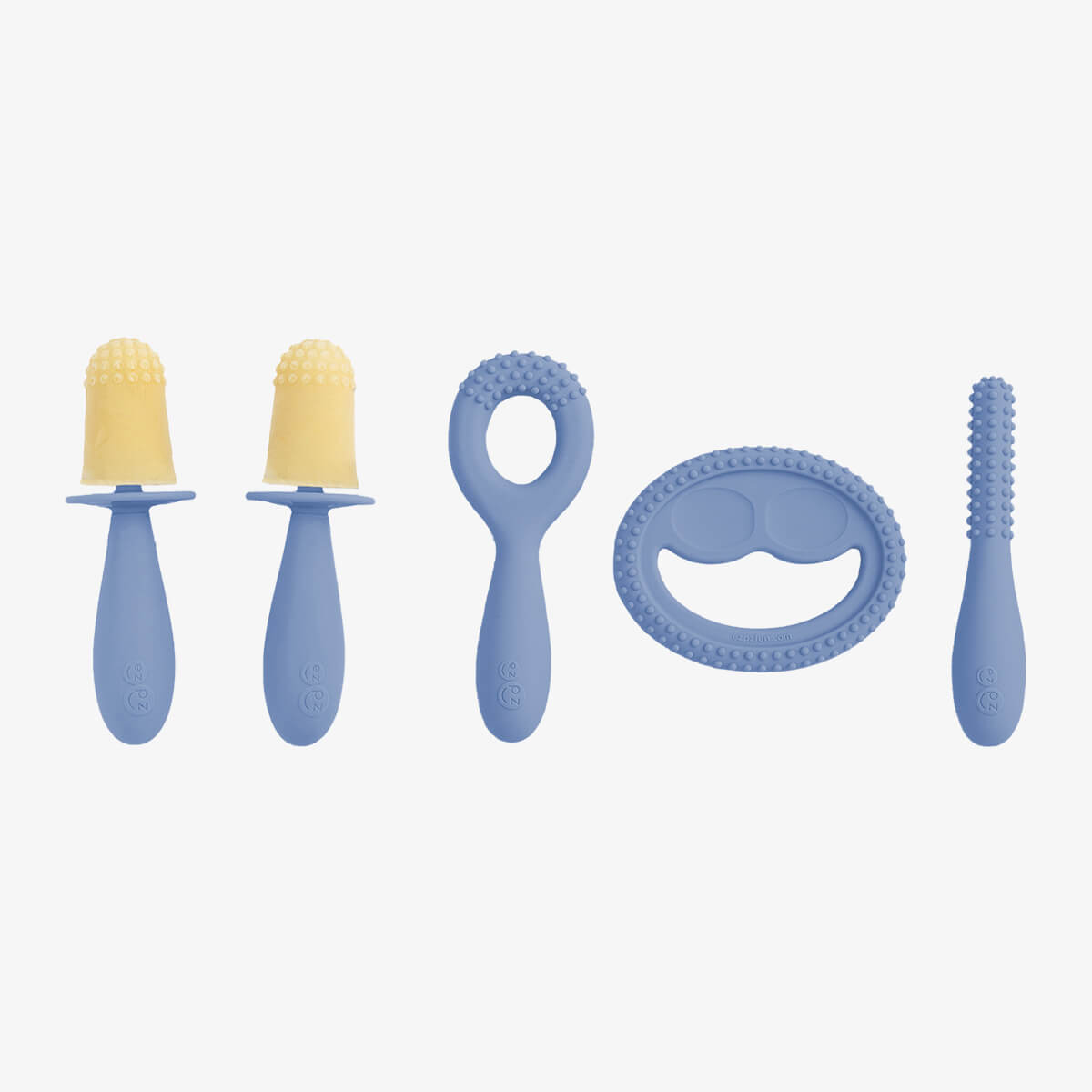 Pre-feeding set by ezpz in indigo blue includes the tiny pops (popsicle molds) and oral development tools (silicone teethers) #color_indigo / Pre-Feeding Set – Build Baby’s First Skills for Babies & Toddlers by ezpz