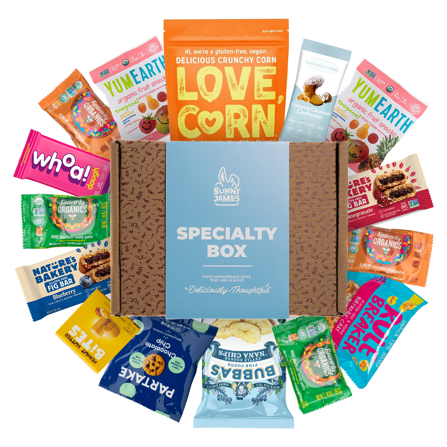 Premium Gluten Free Variety Sampler Snack Treats by Bunny James Boxes
