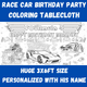 Race Cars Party Coloring Tablecloth