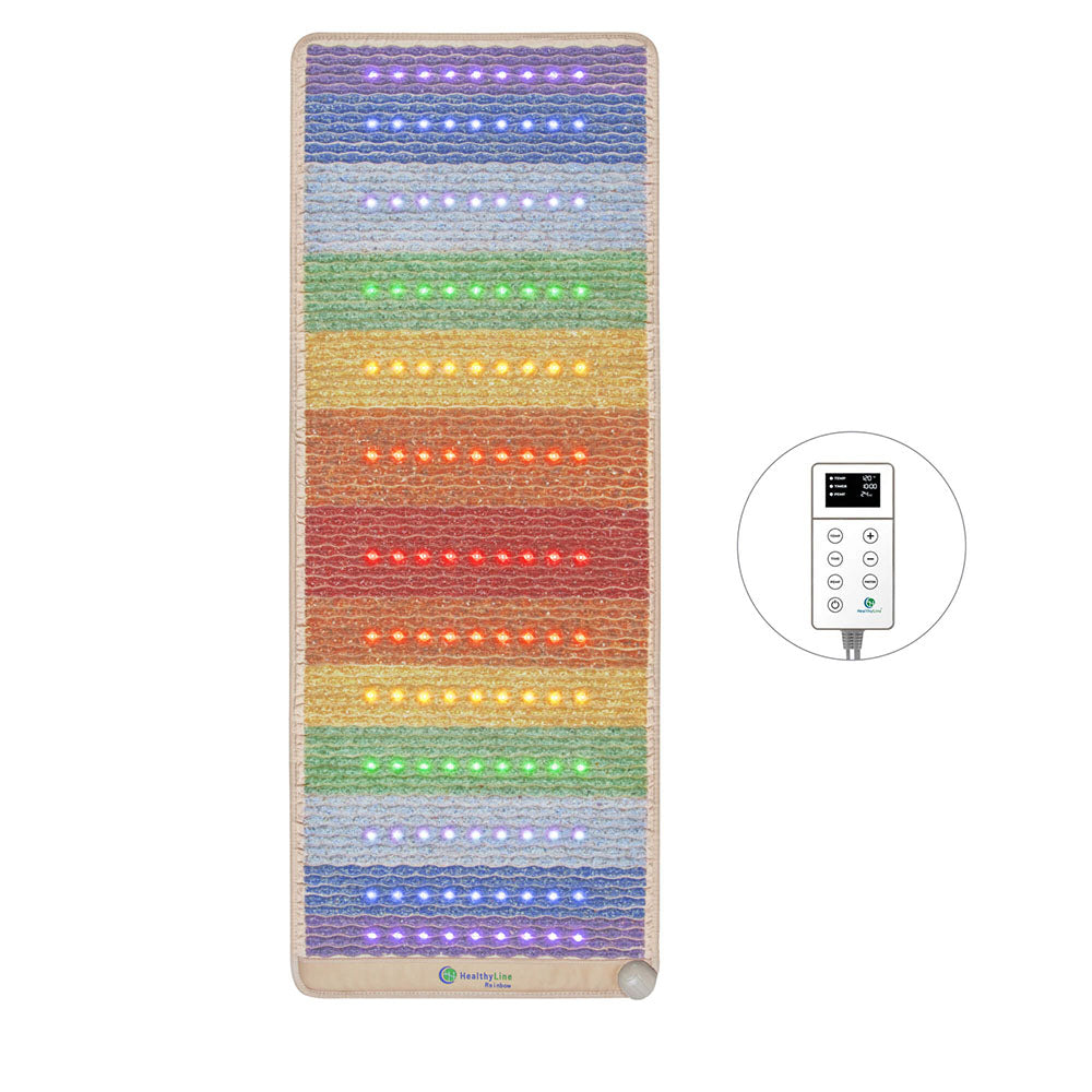 The Rainbow Chakra Series PEMF Infrared Heating Mats providing therapeutic energy and warmth