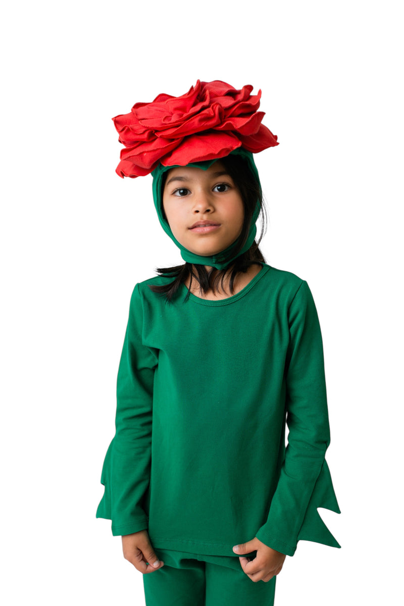 Red Rose Costume with Green Stem Pajamas Pretend Play Band of the Wild