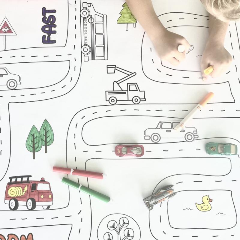 Road Map Coloring Play Mat