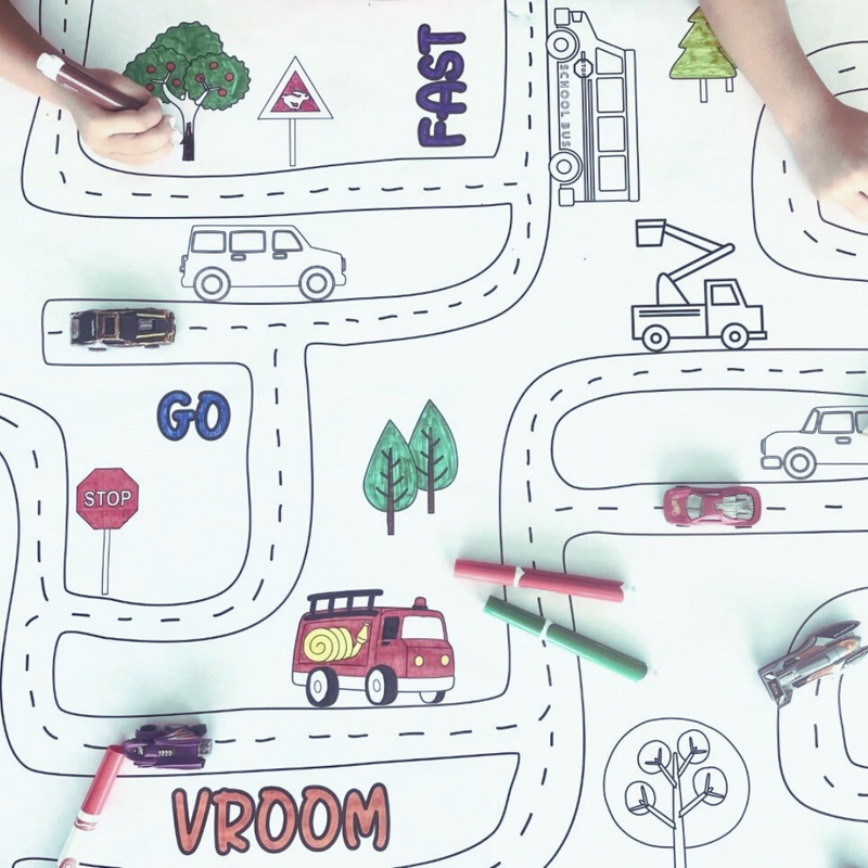 Road Map Coloring Play Mat