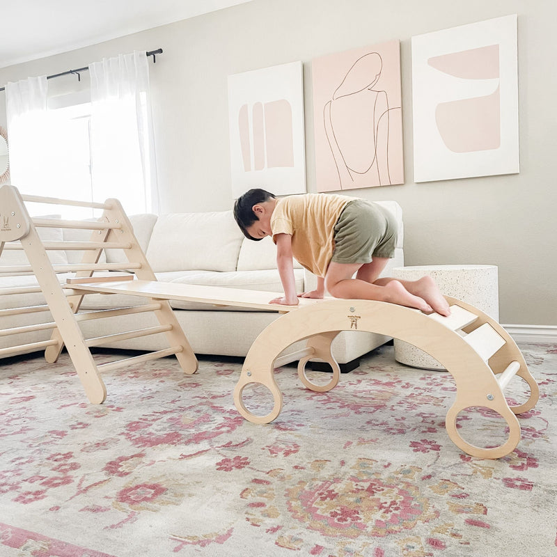 Eco-Friendly Wooden Climbing Arch & Rocker – Active Montessori Play by Bunny Hopkins