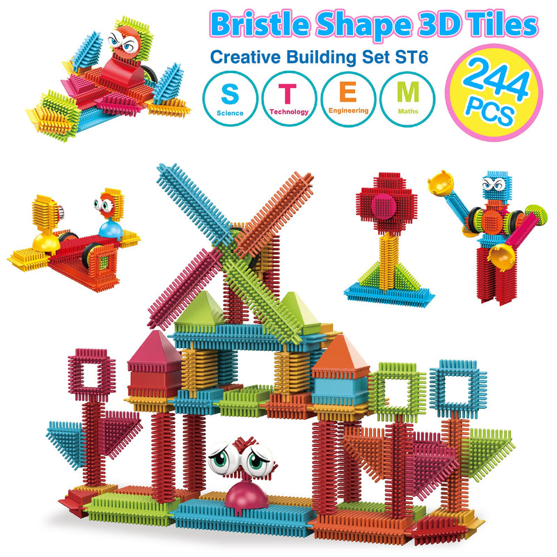 Contixo ST7 244-Piece Bristle Shape 3D STEM Building Block Set