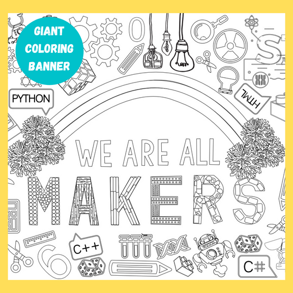 STEM learning coloring activity back to school sign first day of school classroom fun