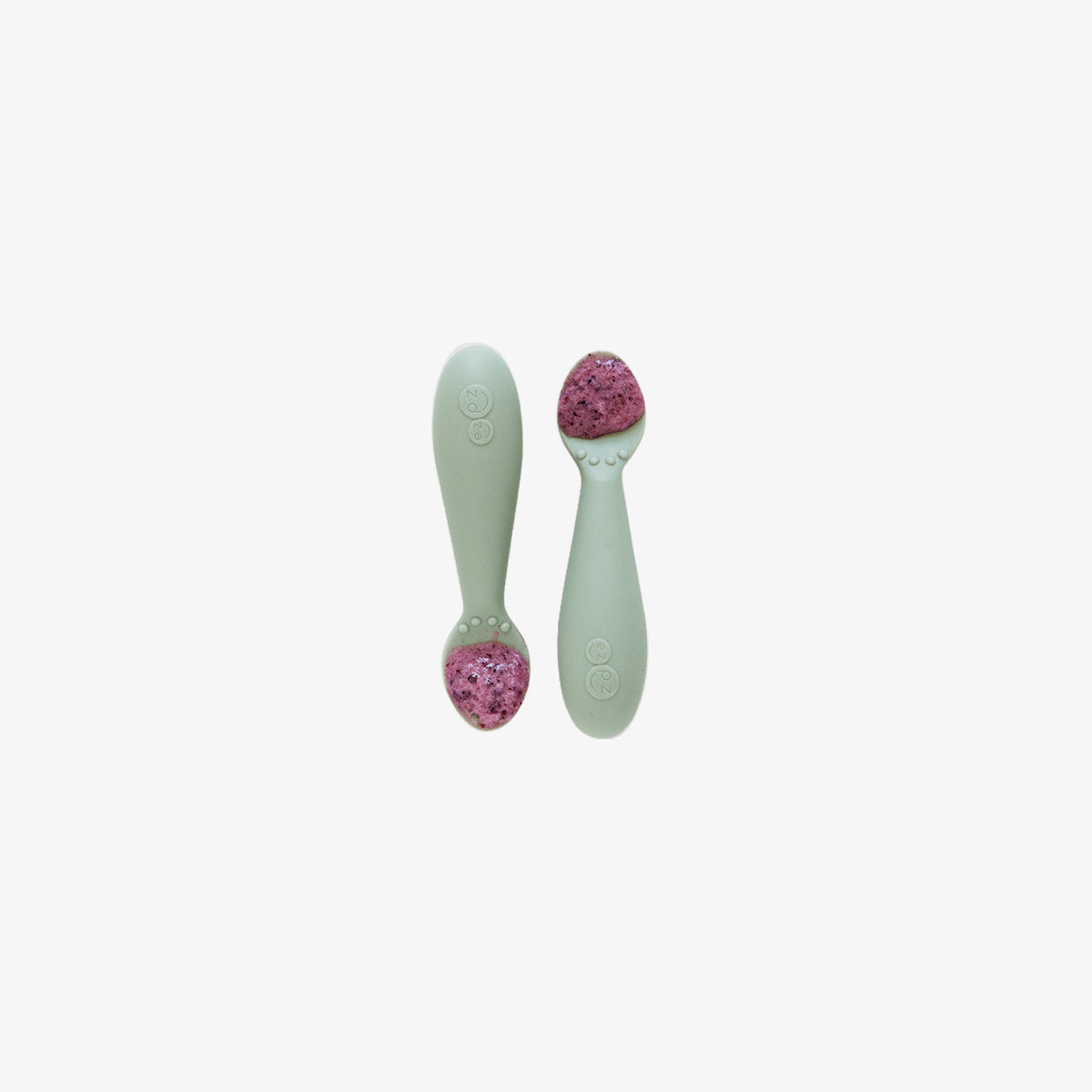 The Tiny Spoon in Sage by ezpz / Small, Sensory Silicone Spoon for Babies #color_sage / Sage Baby-Led™ Tiny Spoons – First Feeding Spoons for Independent Littles