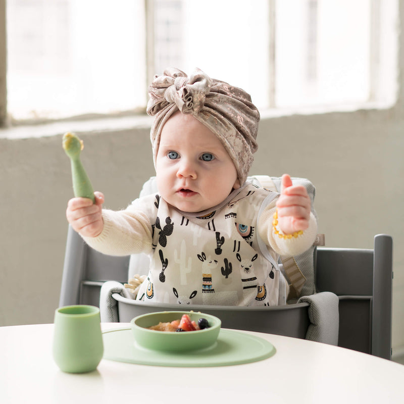 The Tiny Spoon in Sage by ezpz / Small, Sensory Silicone Spoon for Babies #color_sage / Sage Baby-Led™ Tiny Spoons – First Feeding Spoons for Independent Littles