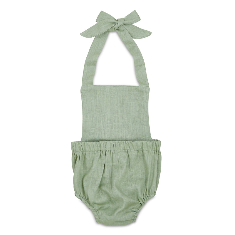 Sage Halter Baby Romper – Breezy, Non-Toxic Style for 6–24M by Babe Basics